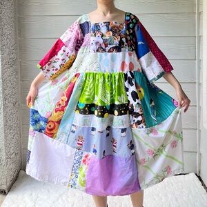 Arcade Dress | Handmade Quilted Bandana Dress Vibrant/Eclectic SKU 05303 Puppy
